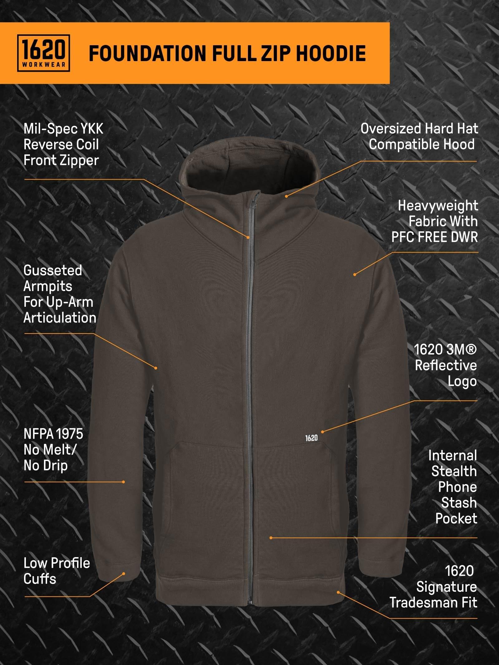 Foundation Full Zip Hoodie Sweatshirts 1620 Workwear, Inc