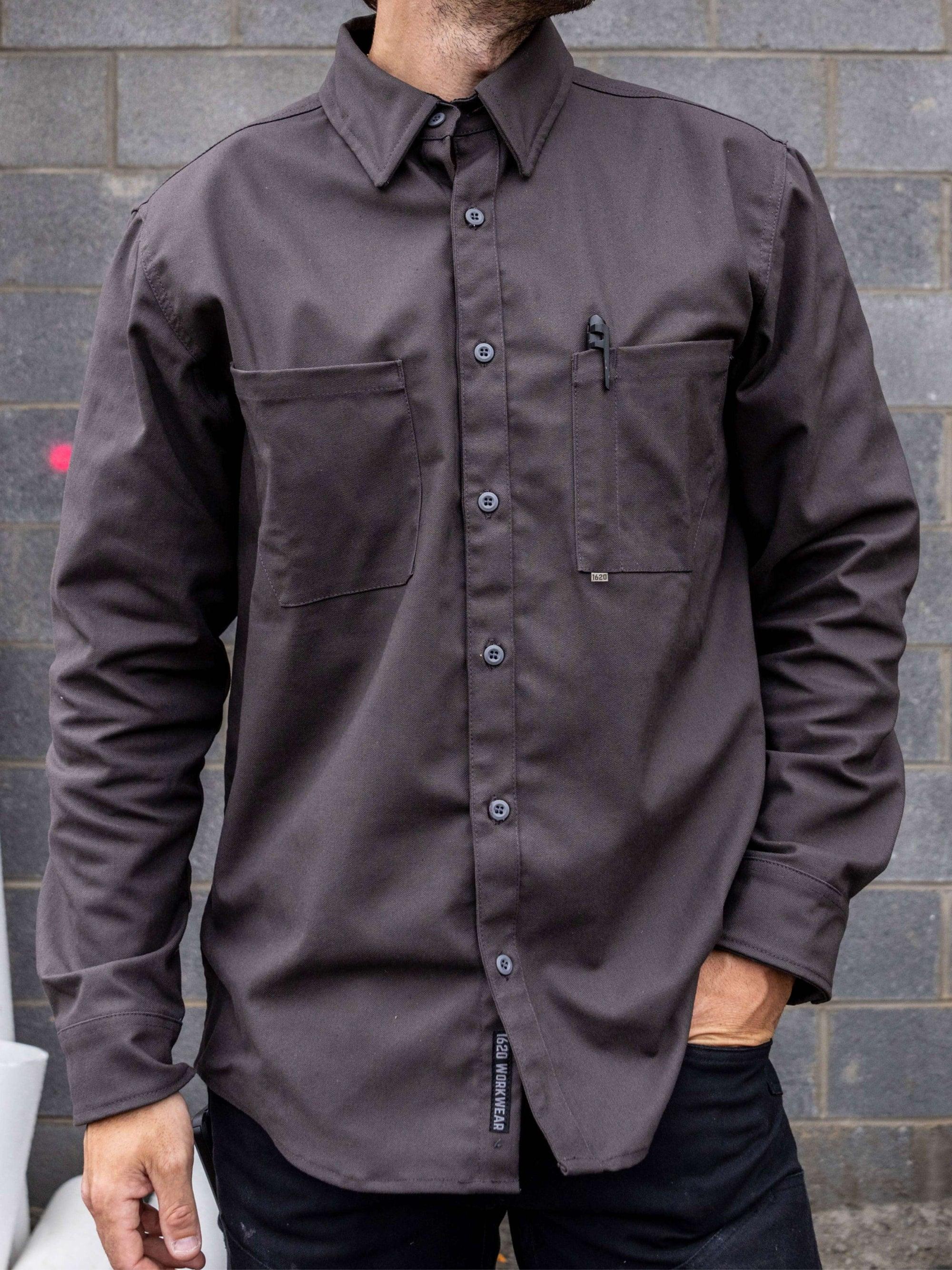 Button Down Work Shirt Shirts 1620 workwear Meteorite Small
