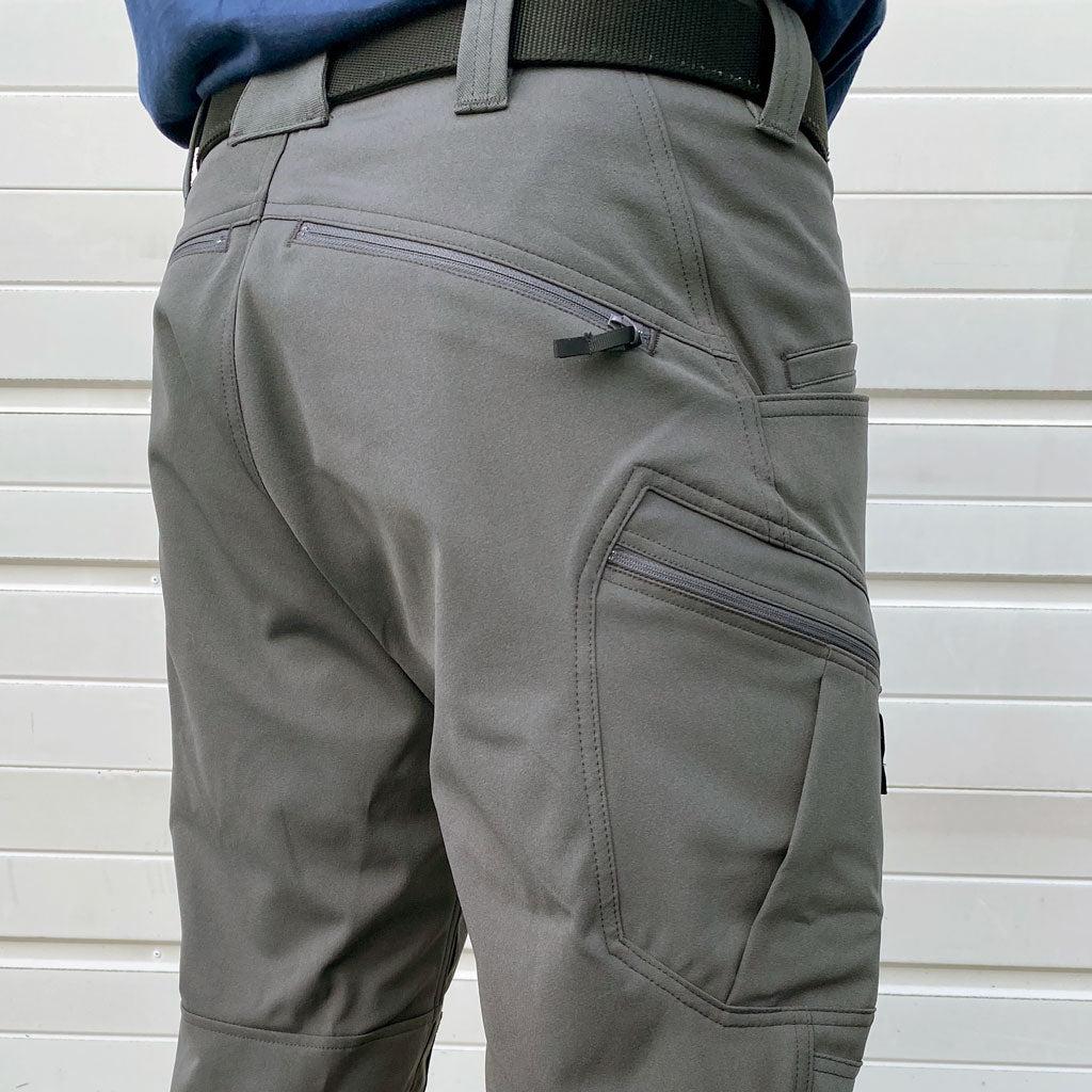 Grey DURASTRETCH® CARGO PANT featuring zippered back pockets