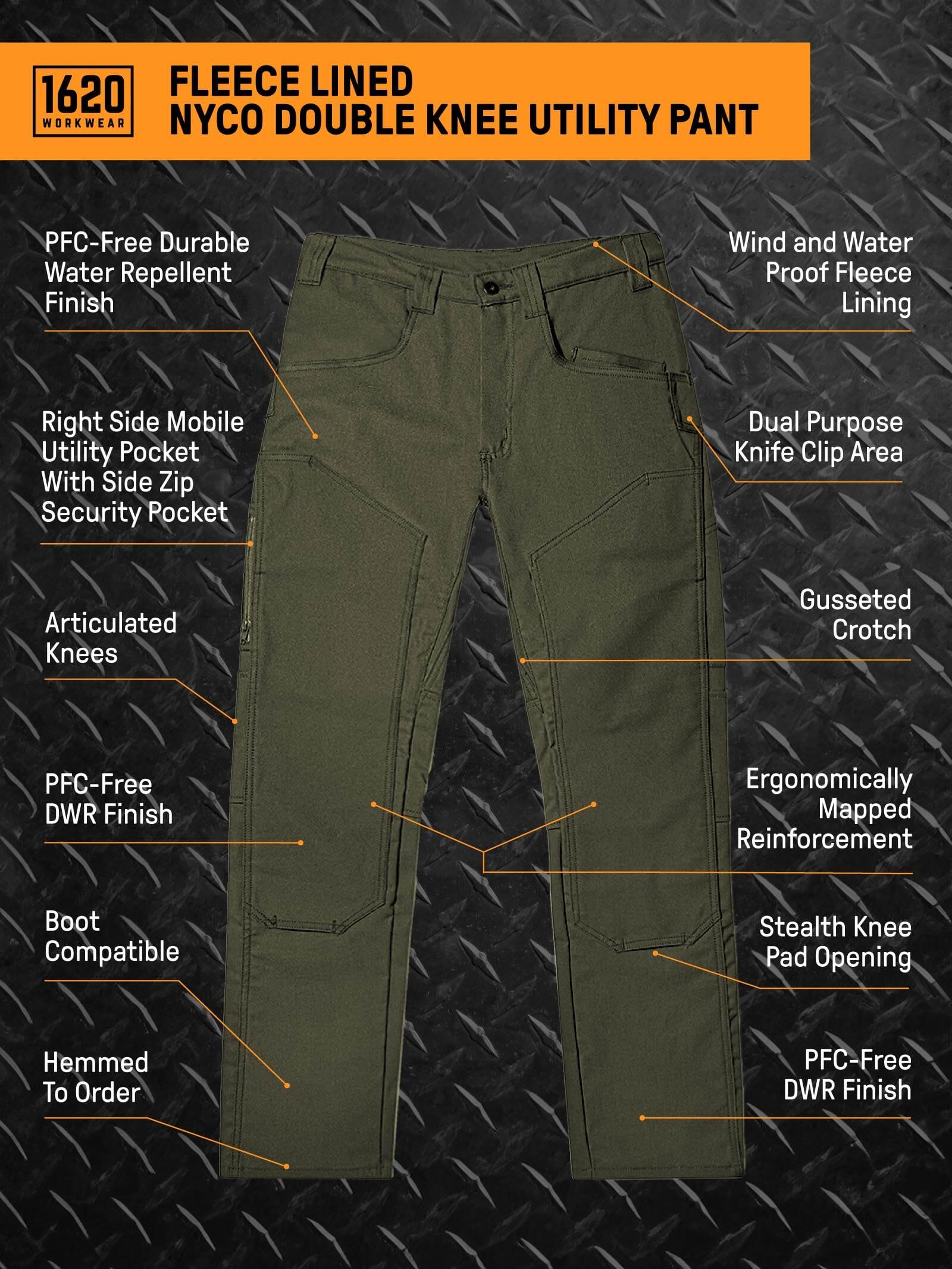 Fleece Lined NYCO Double Knee Utility Pant Pants 1620 Workwear, Inc