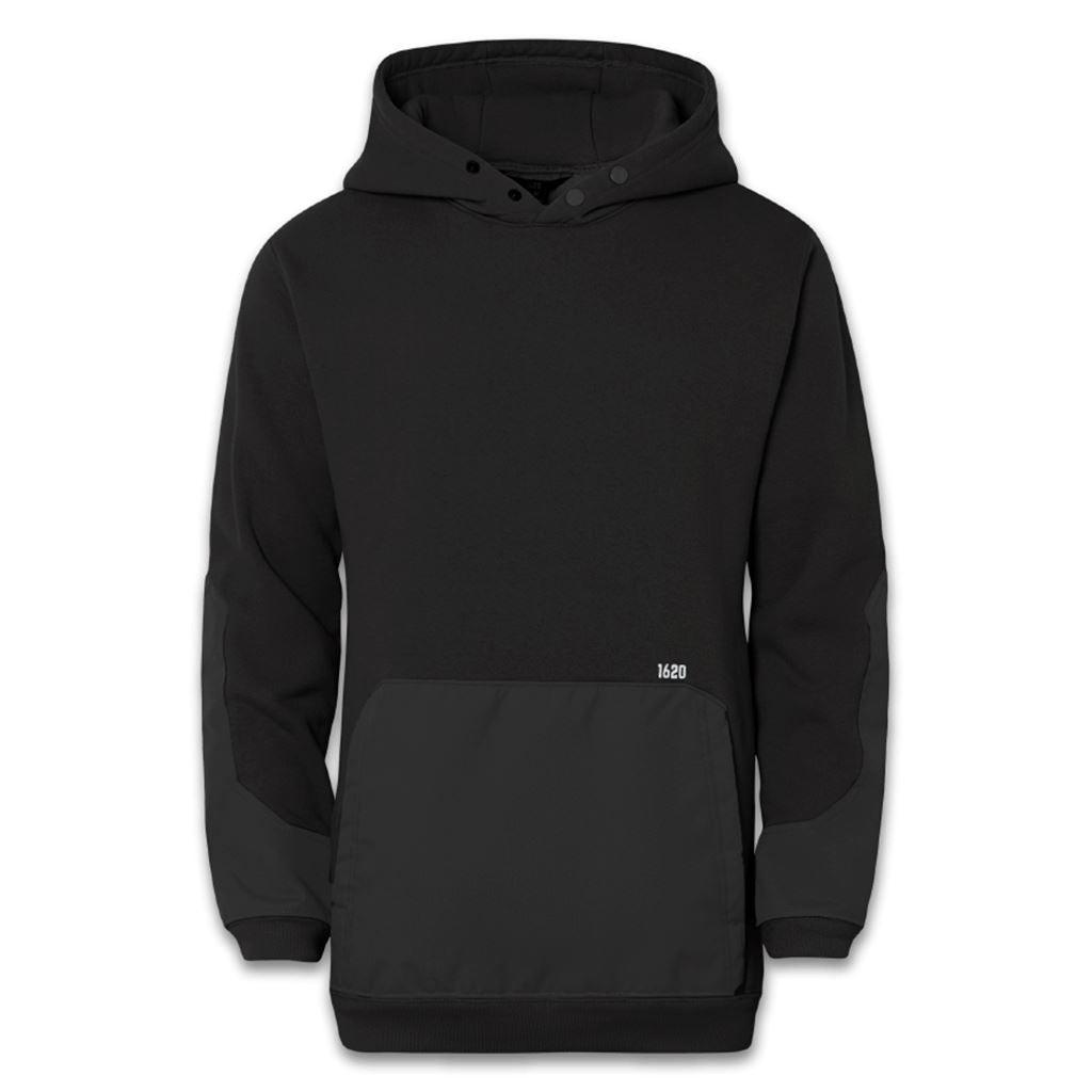 Full Tech Work Hoodie - Reinforced Front Pocket and Elbow Sweatshirts 1620 workwear Black Small 