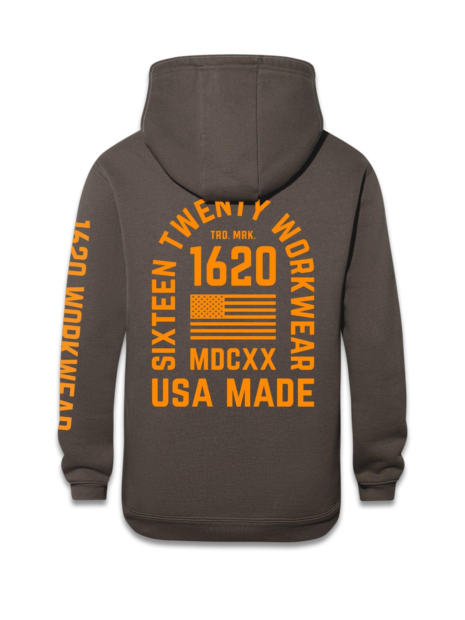 Stacked Logo Work Hoodie Sweatshirts 1620 workwear Granite Orange Small