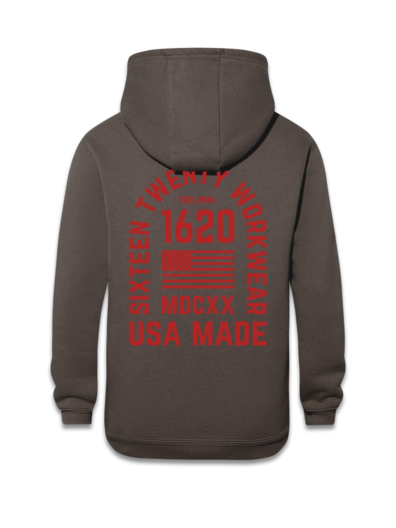 Stacked Logo Work Hoodie Sweatshirts 1620 workwear Granite Red Small