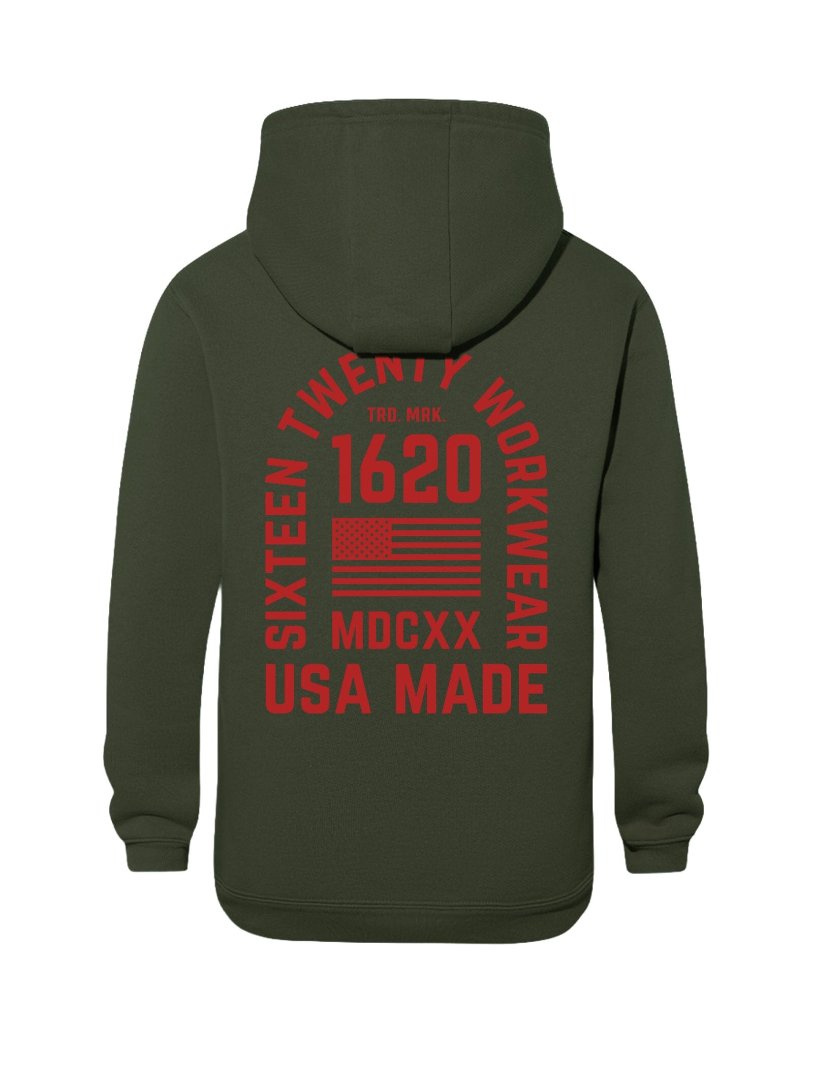 Stacked Logo Work Hoodie Sweatshirts 1620 workwear Hunter Green Red Small