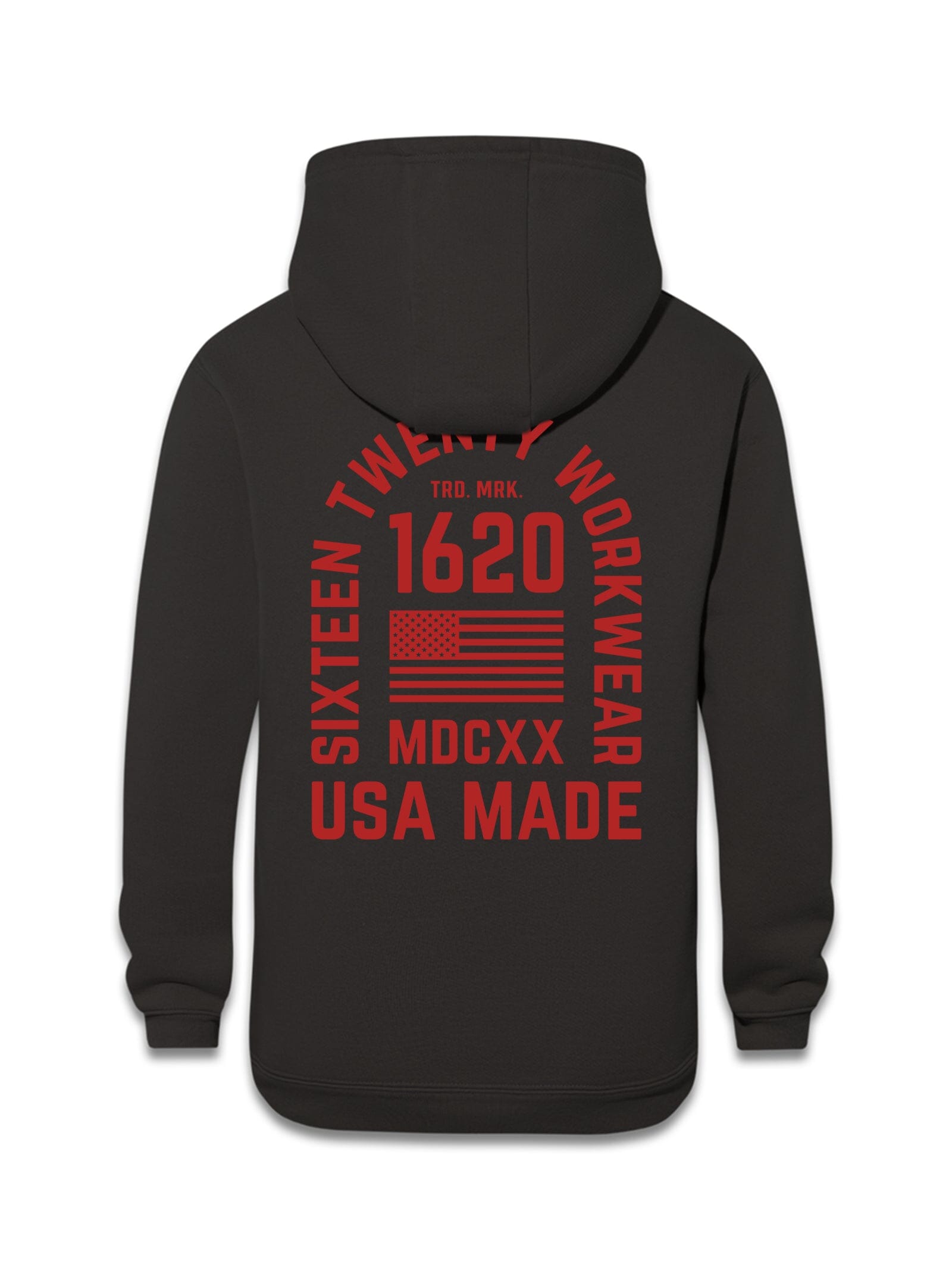 Stacked Logo Work Hoodie Sweatshirts 1620 workwear Black Red Small
