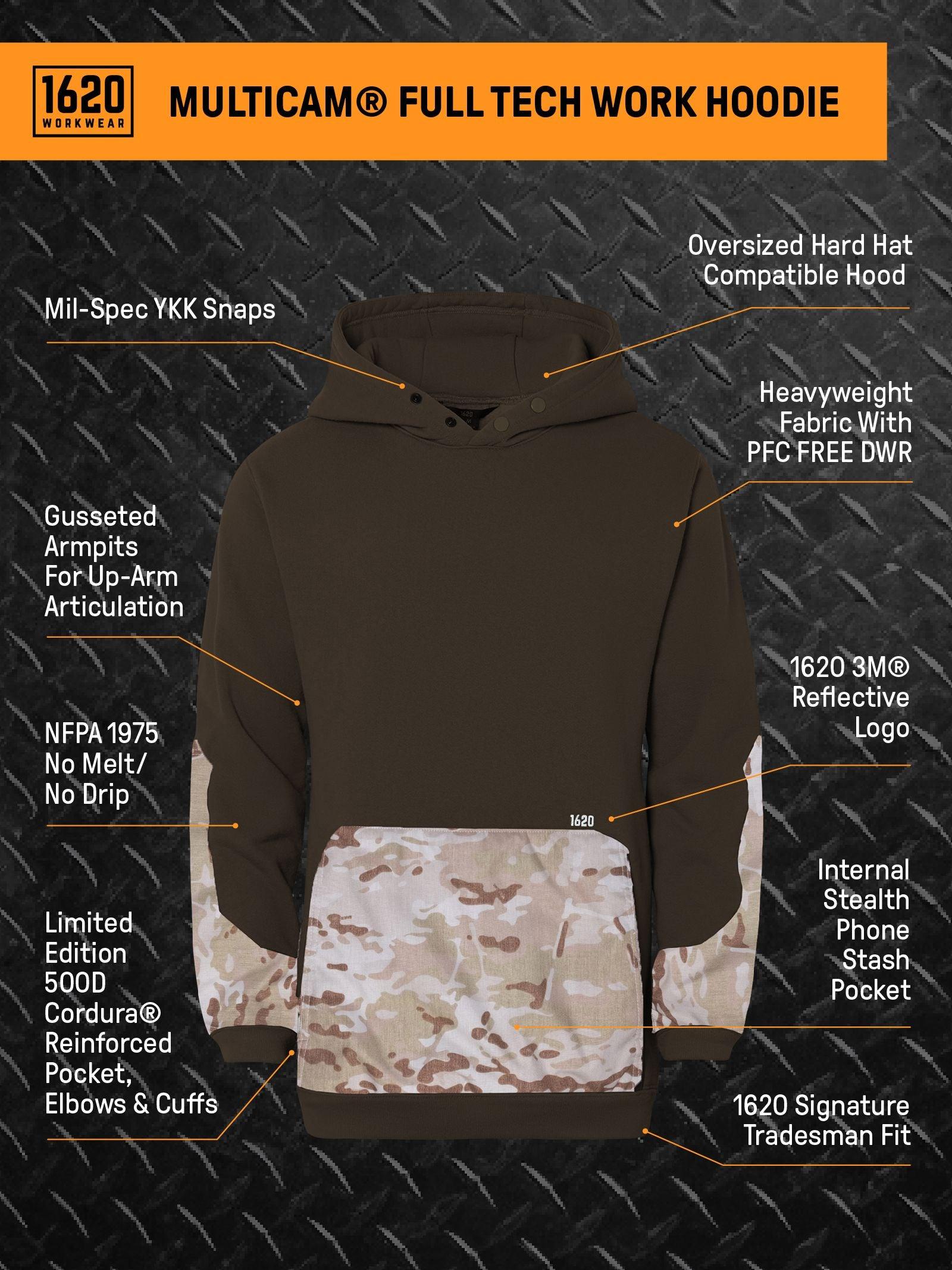 MultiCam® Full Tech Work Hoodie Sweatshirts 1620 workwear