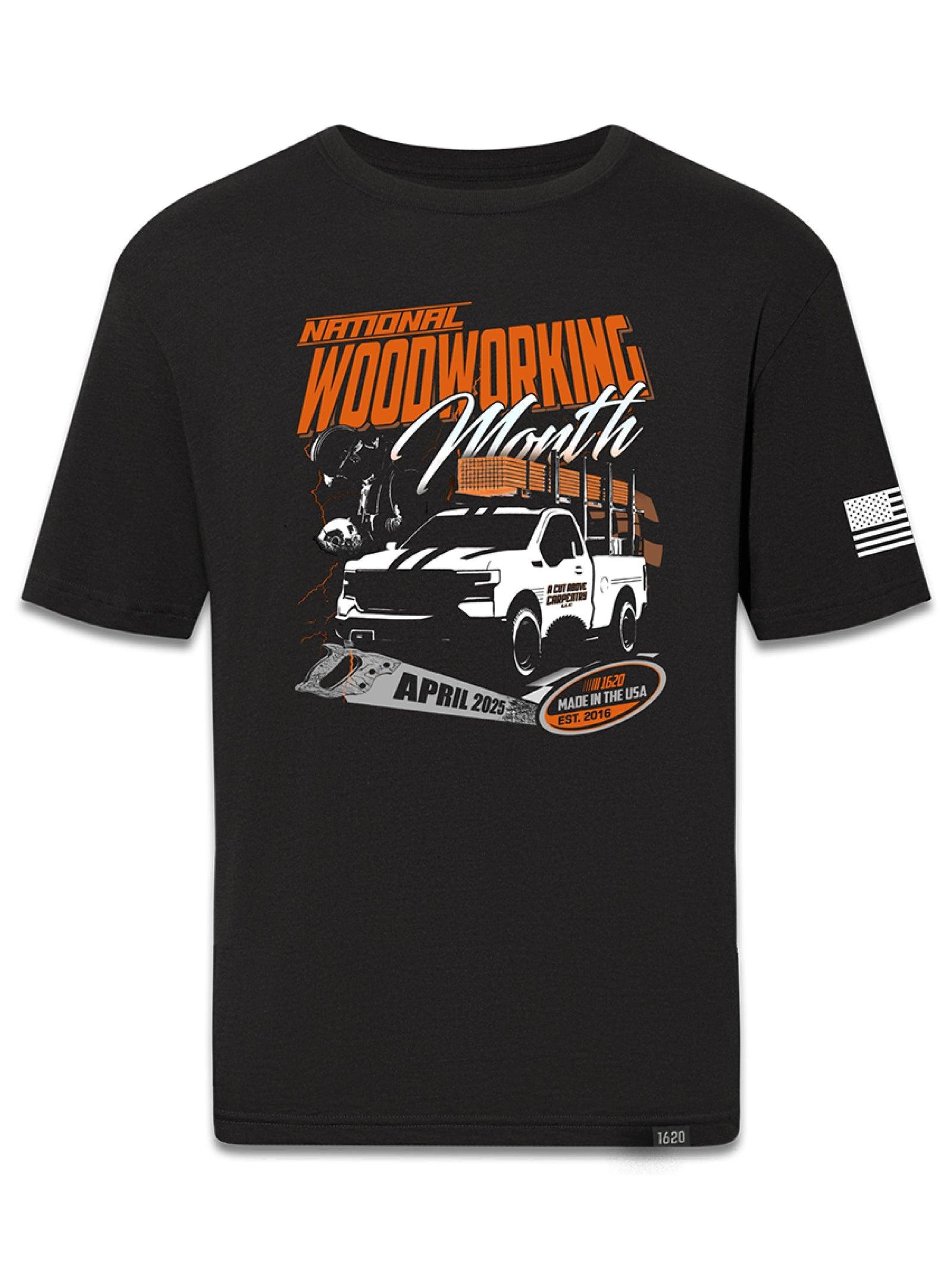 Woodworking Month 2025 T-Shirt Shirts 1620 Workwear, Inc Black Small 
