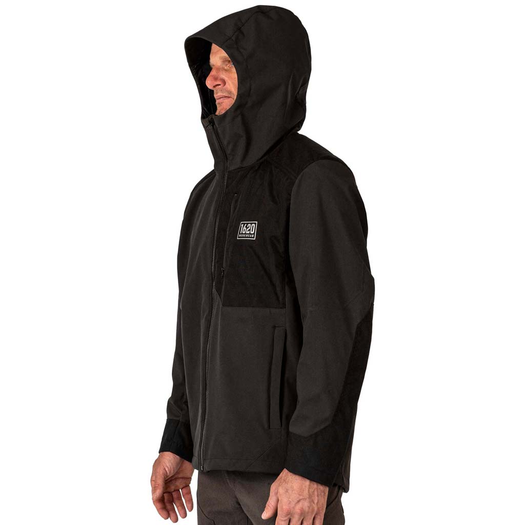 Men's Softshell Fleece Jacket with Helmet-Compatible Hood